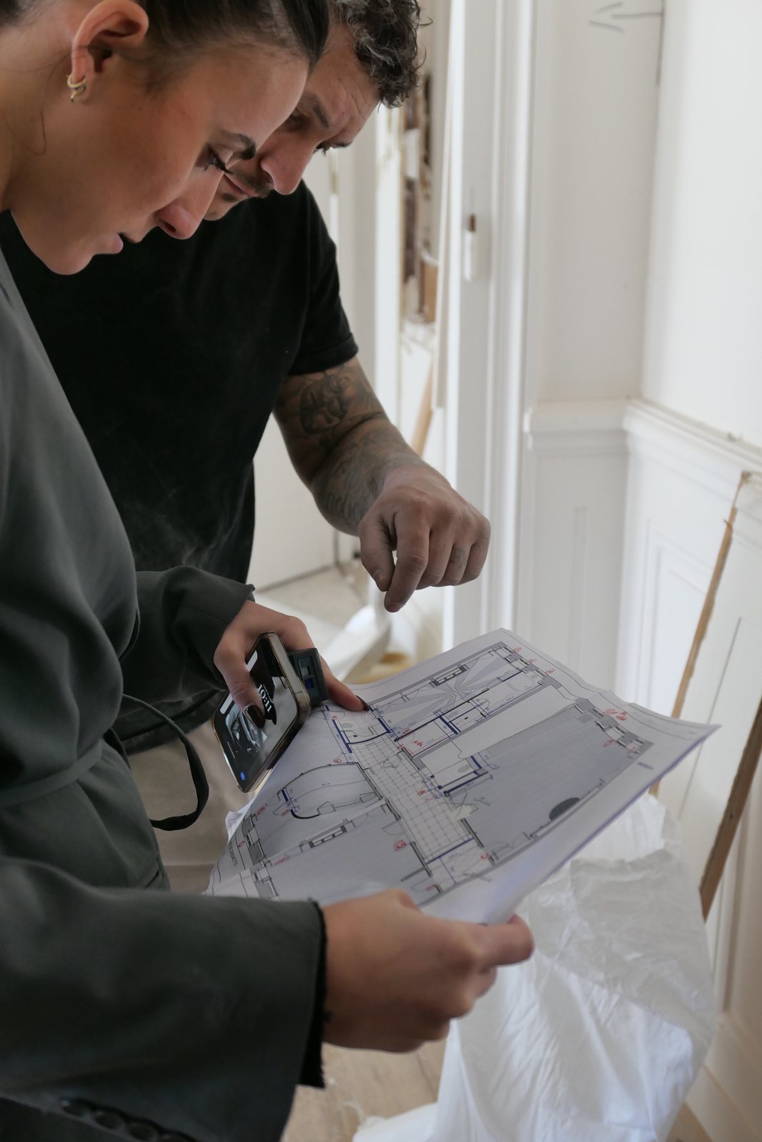 Préparation du chantier, plans en main