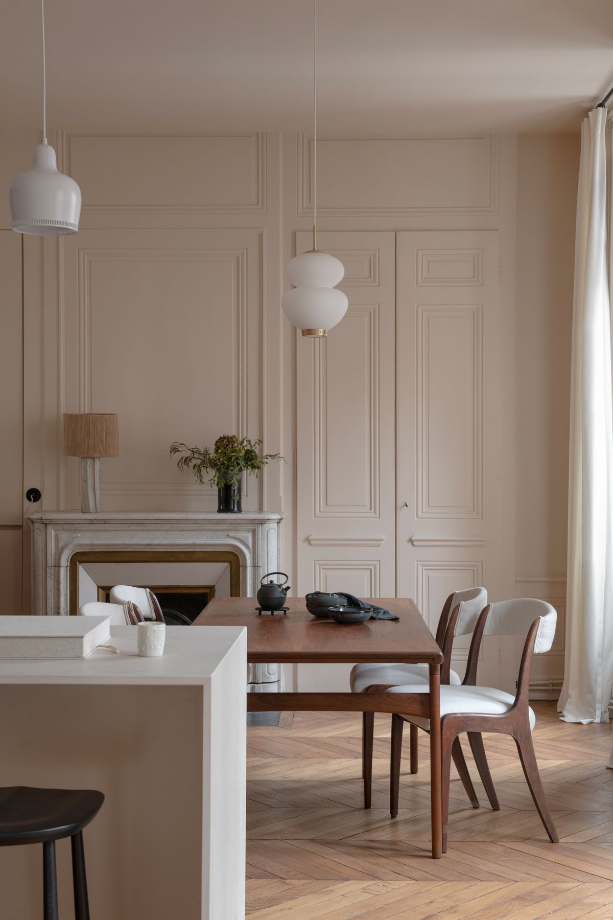 Cuisine ouverte et salle à manger de l’appartement Saxe 21, Lyon 6e